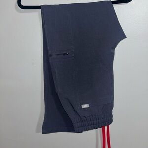 Figs Charcoal High Waisted Yola Skinny 2.0 Scrub Pant (Thick Ruched Waistband)